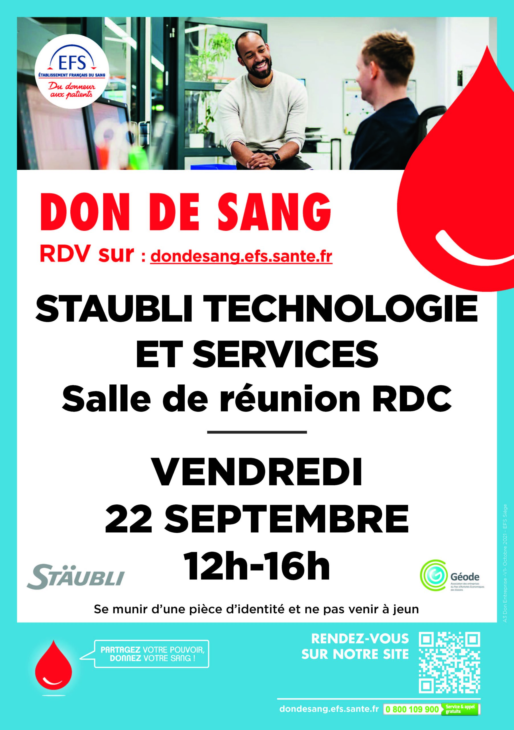 Collecte de sang inter-entreprises – 22 septembre 2023 – Staubli