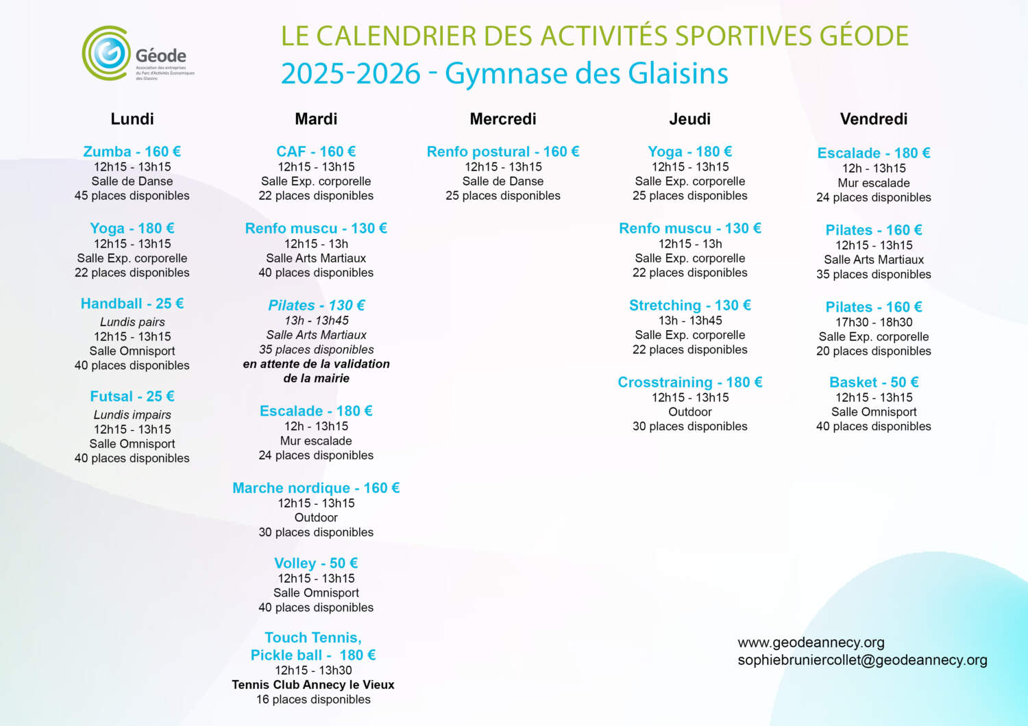 Calendrier des Sports 2025-2026