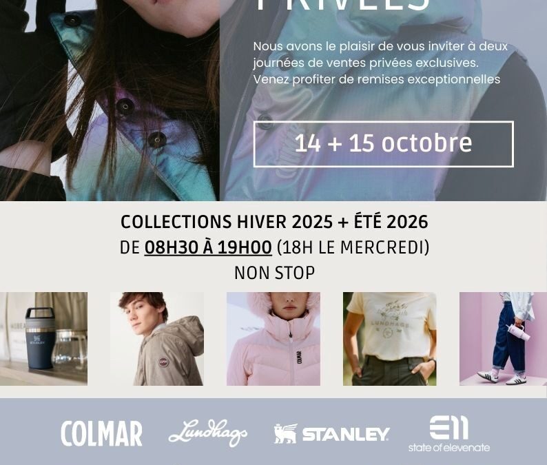 Ventes privées Showroom Sunset les 14 et 15 octobre